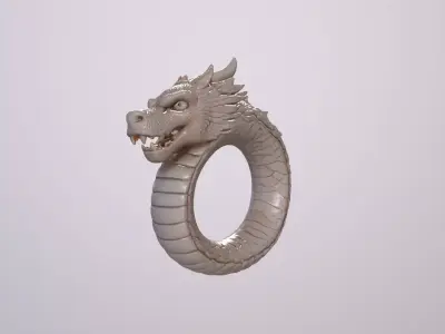 Stylized Creature Asset Dragon Ring 3D print model