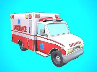 ambulance cartoon Low-poly 3D model purchase