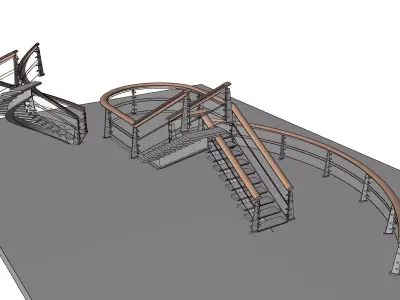 Metal-Wood Stairs 2 3D model
