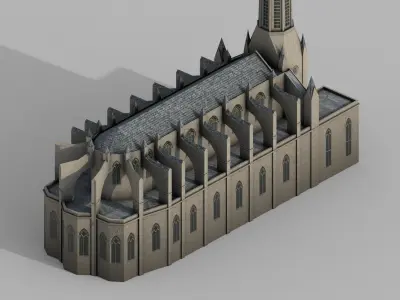 Iglesia de Santa Eulalia Low-poly 3D model