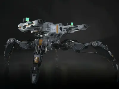 Sci-Fi Turret Low-poly 3D model