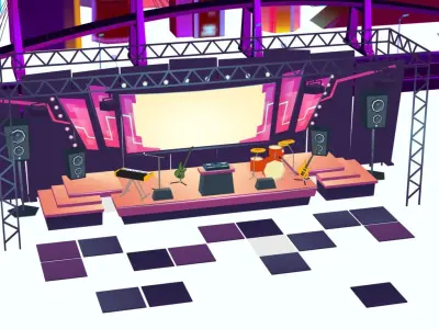 Lowpoly City buildings stylized assets game ready  Low-poly 3D model