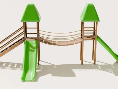 Playground castle with a slide Low-poly 3D model