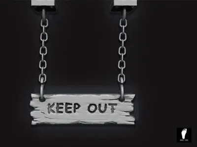 Keep Out Wooden Sign 3D model