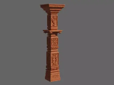 Indian Temple Pillar Free low-poly 3D model
