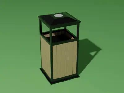 Trash can Low-poly 3D model 15
