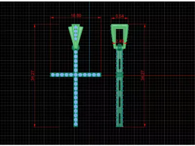 Diamond Cross Pendant 3D print or CNC model  3D print model