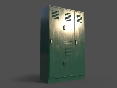 PBR School Gym Locker 05 - Green Dark Low-poly 3D model