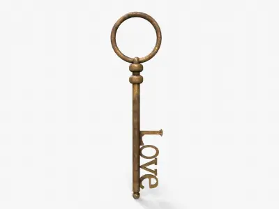 Medieval Copper Key V3 Low-poly 3D model
