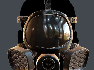 Gas mask helmet 3d model scifi Low-poly  Low-poly 3D model