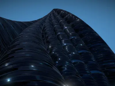 Tube Building Alien Crystal 3D model