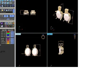 Opal Stone Earring 3Ddm stl obj fbx Render Details 3D print model
