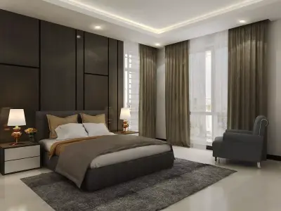 Bedroom Interior Low-poly 3D model