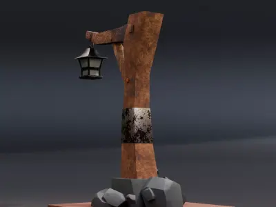 Old street lamp 3D model Low-poly 3D model