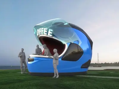Helmet-Themed Coffee Shop 3D model