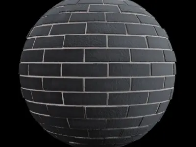 Black Brick Tiles Material PBR 200 x 200 cm Texture