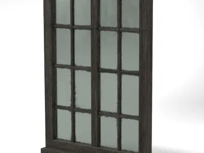 Medieval Window Glass and Wood Two 3D Model Tudor Low-poly 3D model