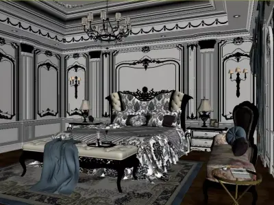 French Palace-Style Bedroom 3D model