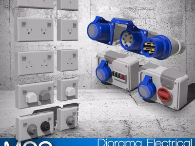 Diorama Electrical Plugs n Sockets x15 styles 3D print model