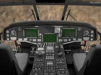  Twin Turbine Military Helicopter with Side Doors Brown Used Rigged for Cinema 4D 