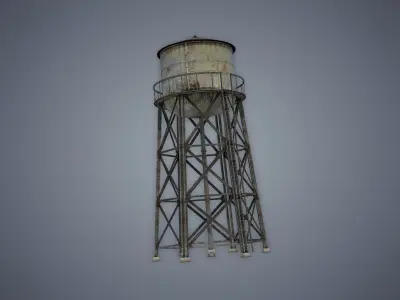 Water tower Low-poly 3D model