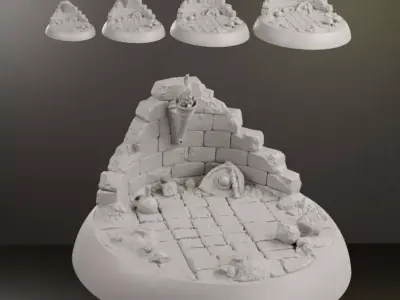 Ruined Dungeon Diorama - 25-32-40-50mm Pre-supported - STL 3D print model