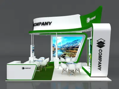 Exhibition Stand Booth 8x8m Height 450cm 4 Side Open 3D model