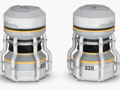  Sci-Fi Triple Energy Reactor Capsule Set with Vent Grilles White 