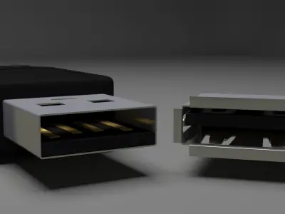 USB MODEL A MALE E FEMALE Low-poly 3D model