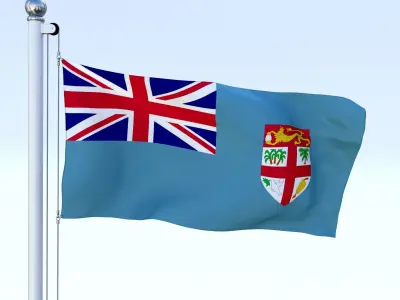 Animated Fiji Flag Low-poly 3D model