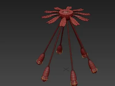 Rare Brass Sunburst Flush Mount 3D model