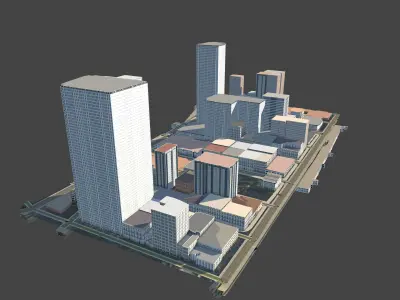 3D Lifesize Textured City Model vol 4 Low-poly 3D model