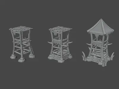 Goblins and Orcs tower Low-poly 3D model