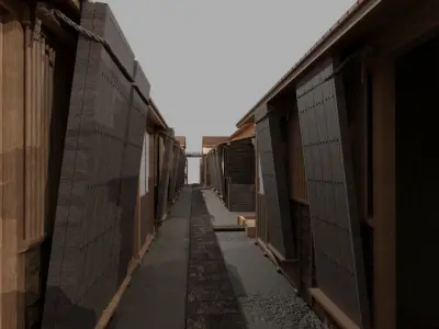 Row house in Edo city in 18C 3D model