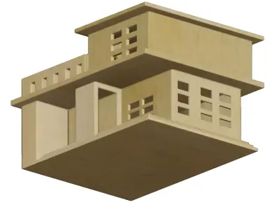 Wooden Exquisite Cartoon Villa Toy 3D model