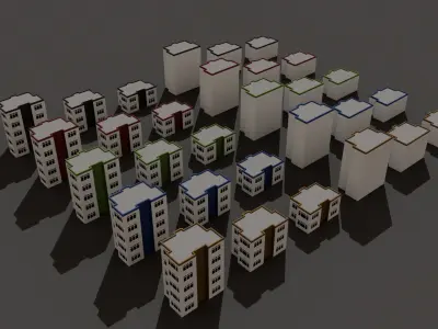 Cartoon Building Low Poly Building E 30 Variant Low-poly 3D model
