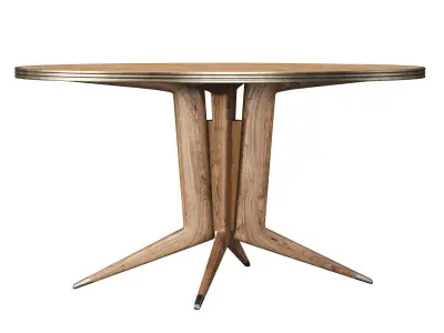 Blick round wooden dining table  Low-poly 3D model