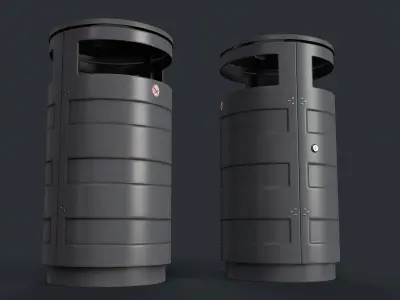 Street Trash Can 13 PBR Game Ready Low-poly 3D model