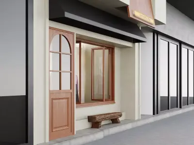 Minimalist Contemporary Boutique Storefront 3D model