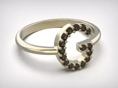 Ring with letter G 3D print model