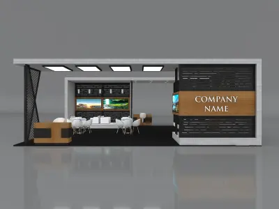 3D Booth Exhibition Stand Stall 8x10m Height 350 cm 3 Side Open 3D model