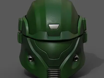 Helmet scifi fantasy pilot cyborg robot armor develop  Low-poly 3D model