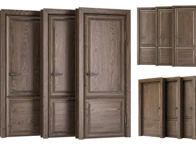 Wooden Door Set V7  3D model