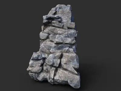 Low poly Gray Cliff Modular Rock 210417 Low-poly 3D model