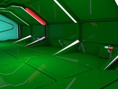sci fi corridor 3D model 7