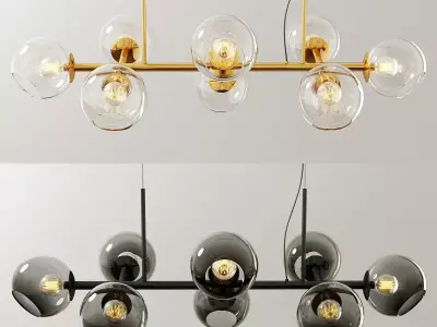 Staggered Glass Chandelier - 8 Light 3D model
