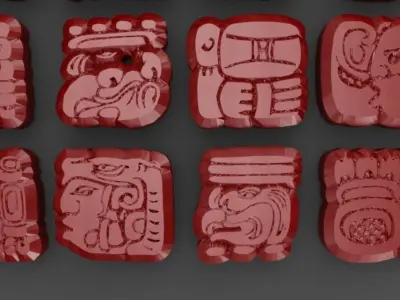 Mayan Symbols Low-poly 3D model
