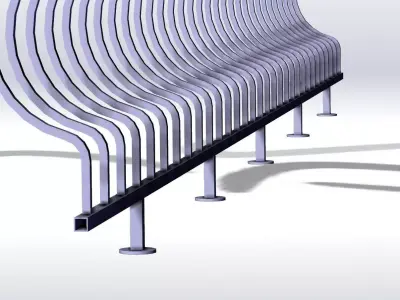 Straight handrail for balcony 4000mm 3D model