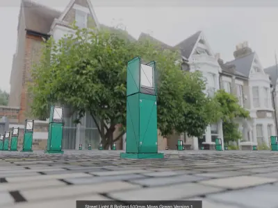 Street Light 8 Bollard Moss Green Version 3D Model Pack