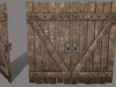 Medieval Door Low-poly 3D model